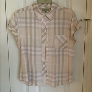 Authentic Burberry Pink Plaid ShortSleeve Shirt - M - EUC!!!